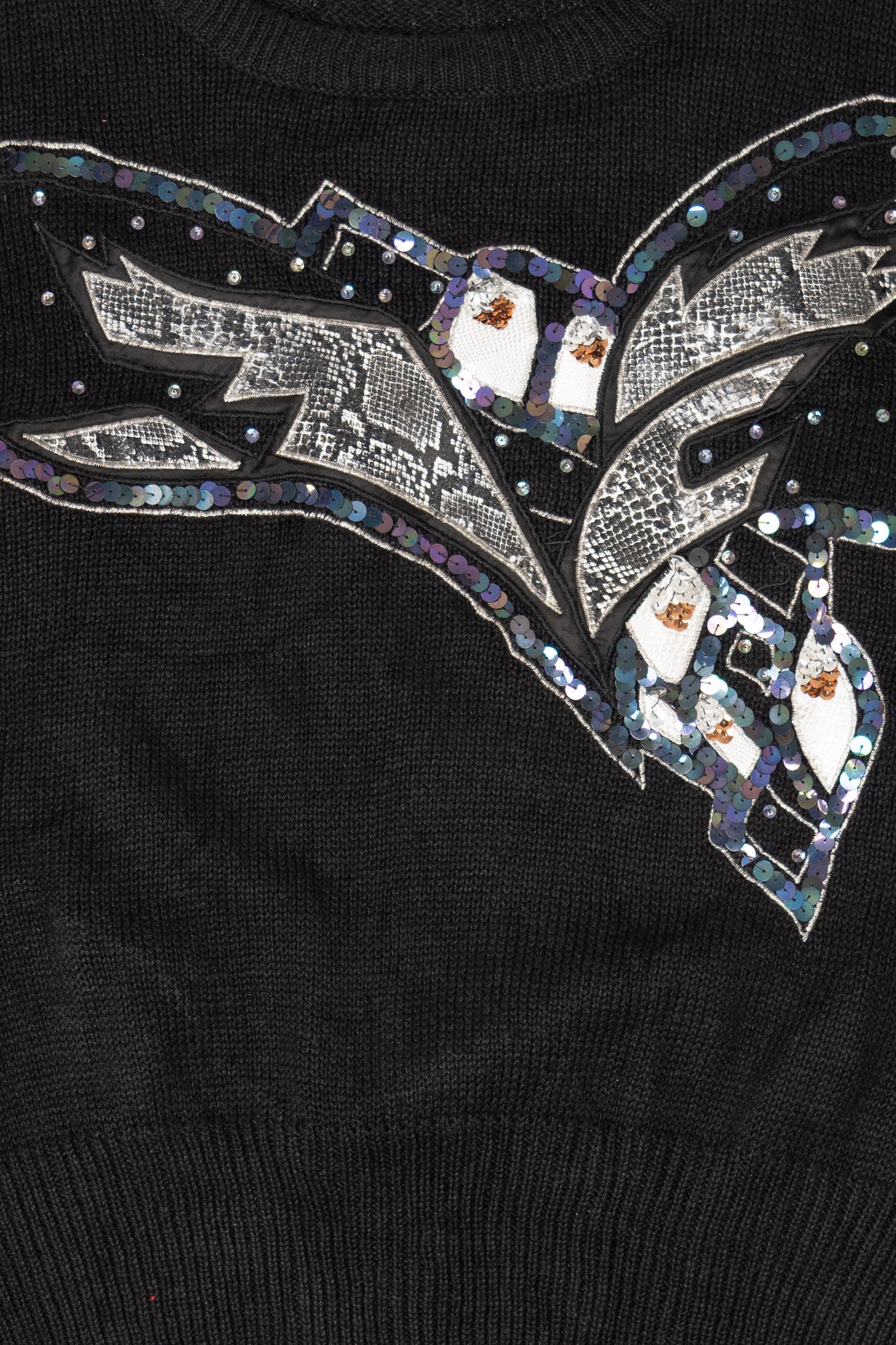 Vintage Black Sequin Gitano Sweater (1980s)