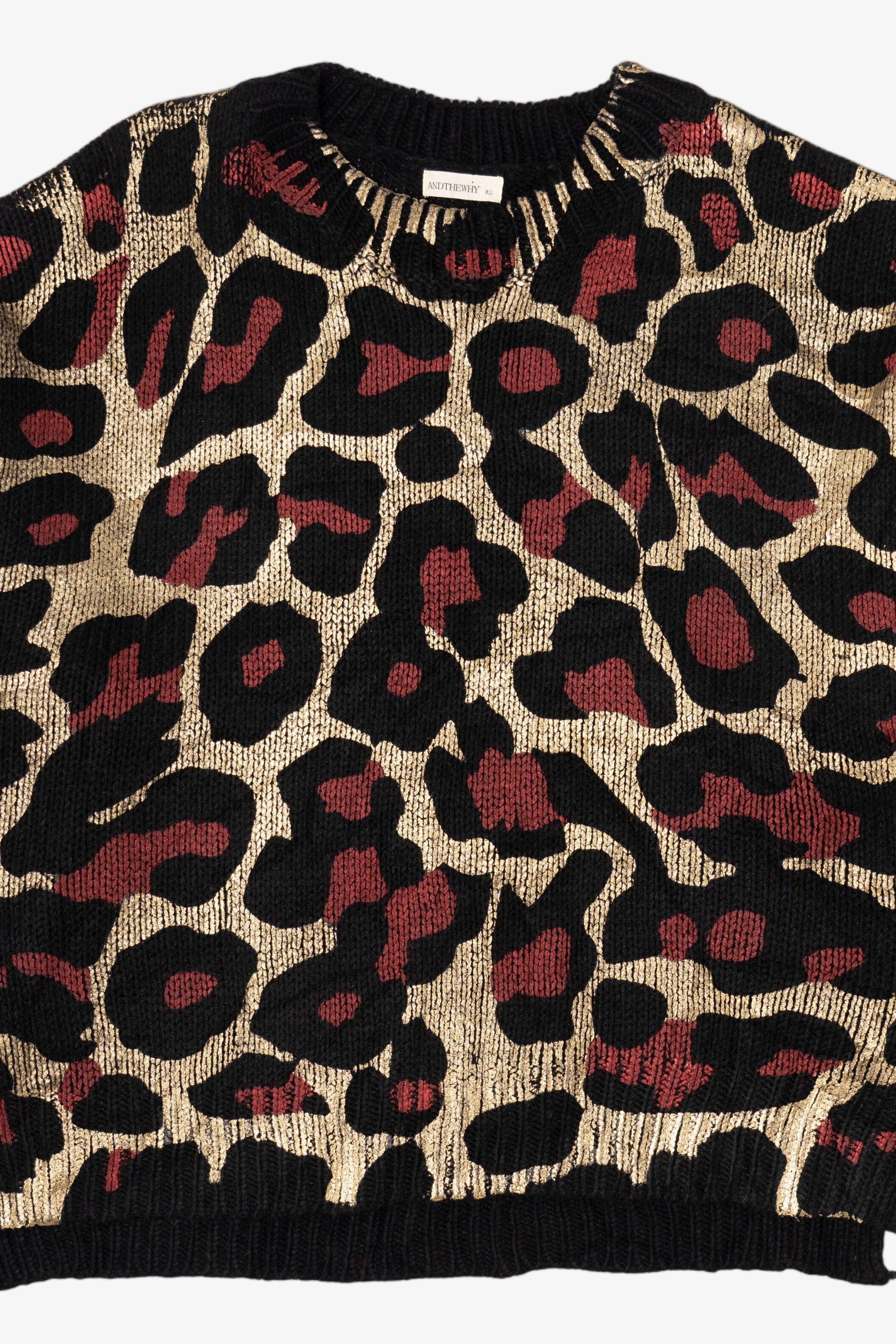 Vintage Gold Leopard Print Andthewhy Sweater (1980s)