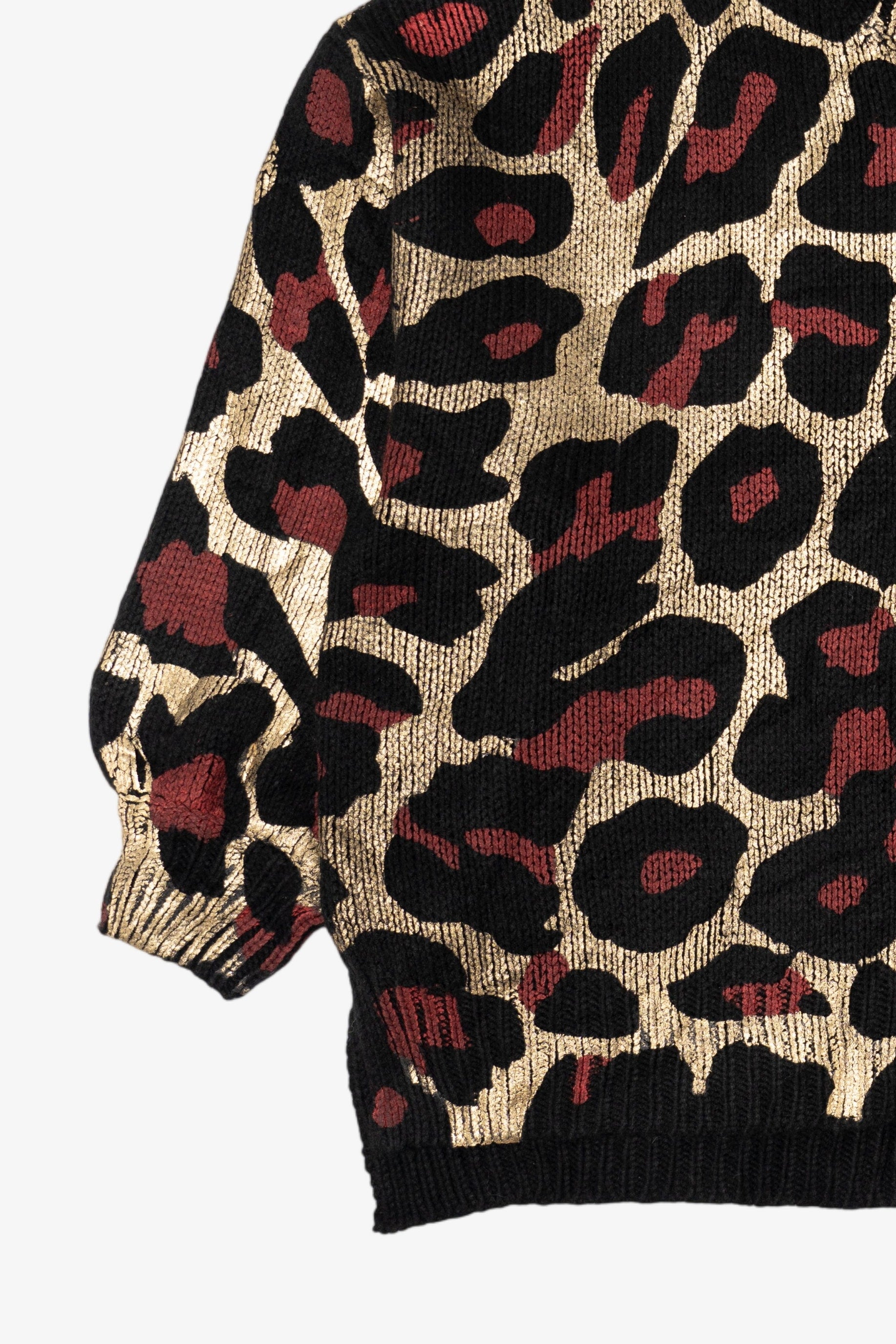 Vintage Gold Leopard Print Andthewhy Sweater (1980s)