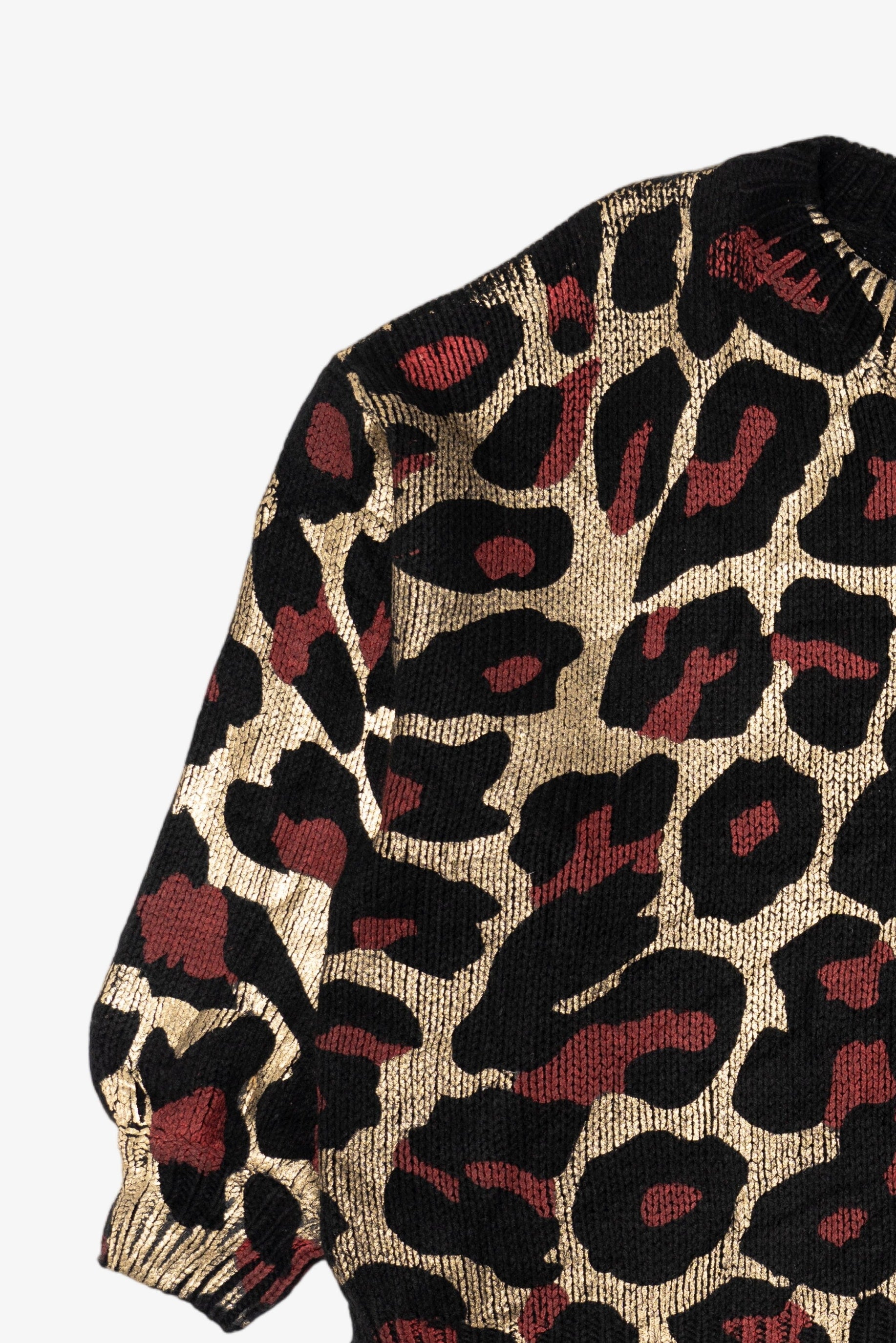 Vintage Gold Leopard Print Andthewhy Sweater (1980s)