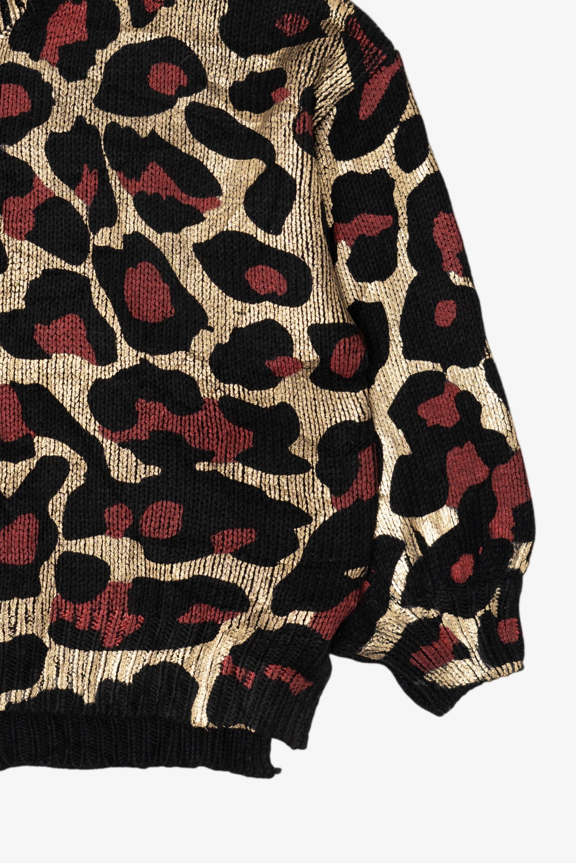 Vintage Gold Leopard Print Andthewhy Sweater (1980s)