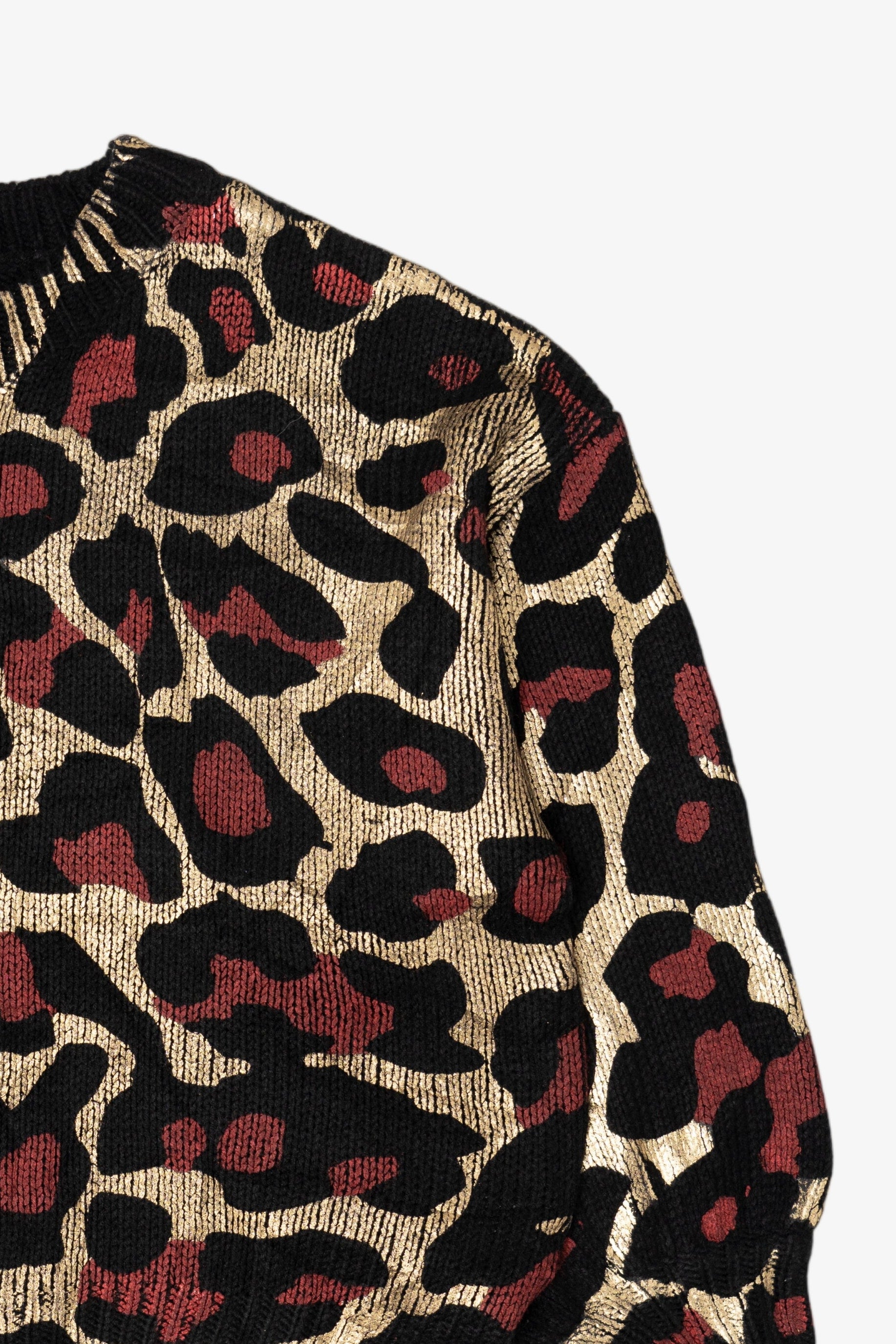 Vintage Gold Leopard Print Andthewhy Sweater (1980s)