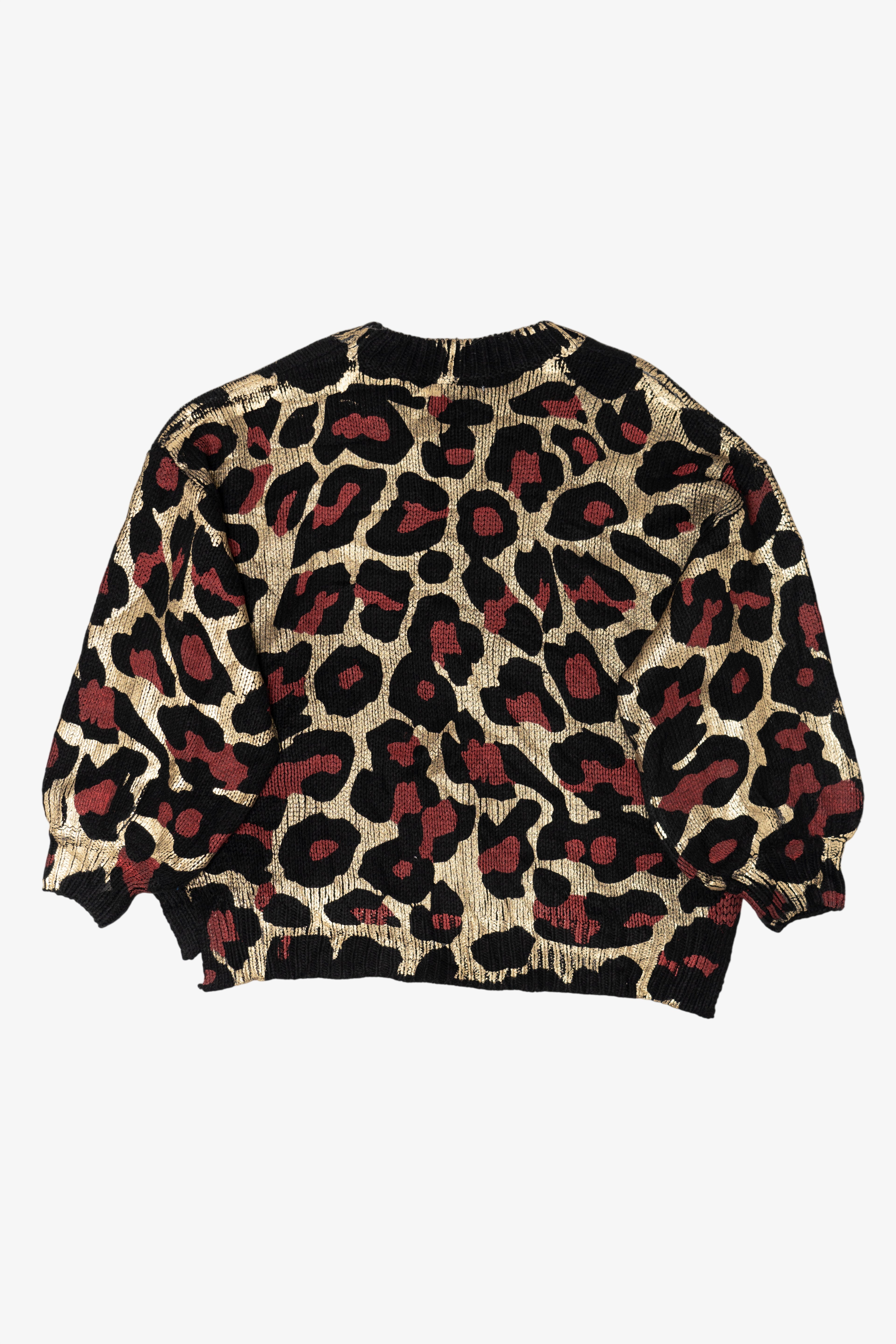 Vintage Gold Leopard Print Andthewhy Sweater (1980s)