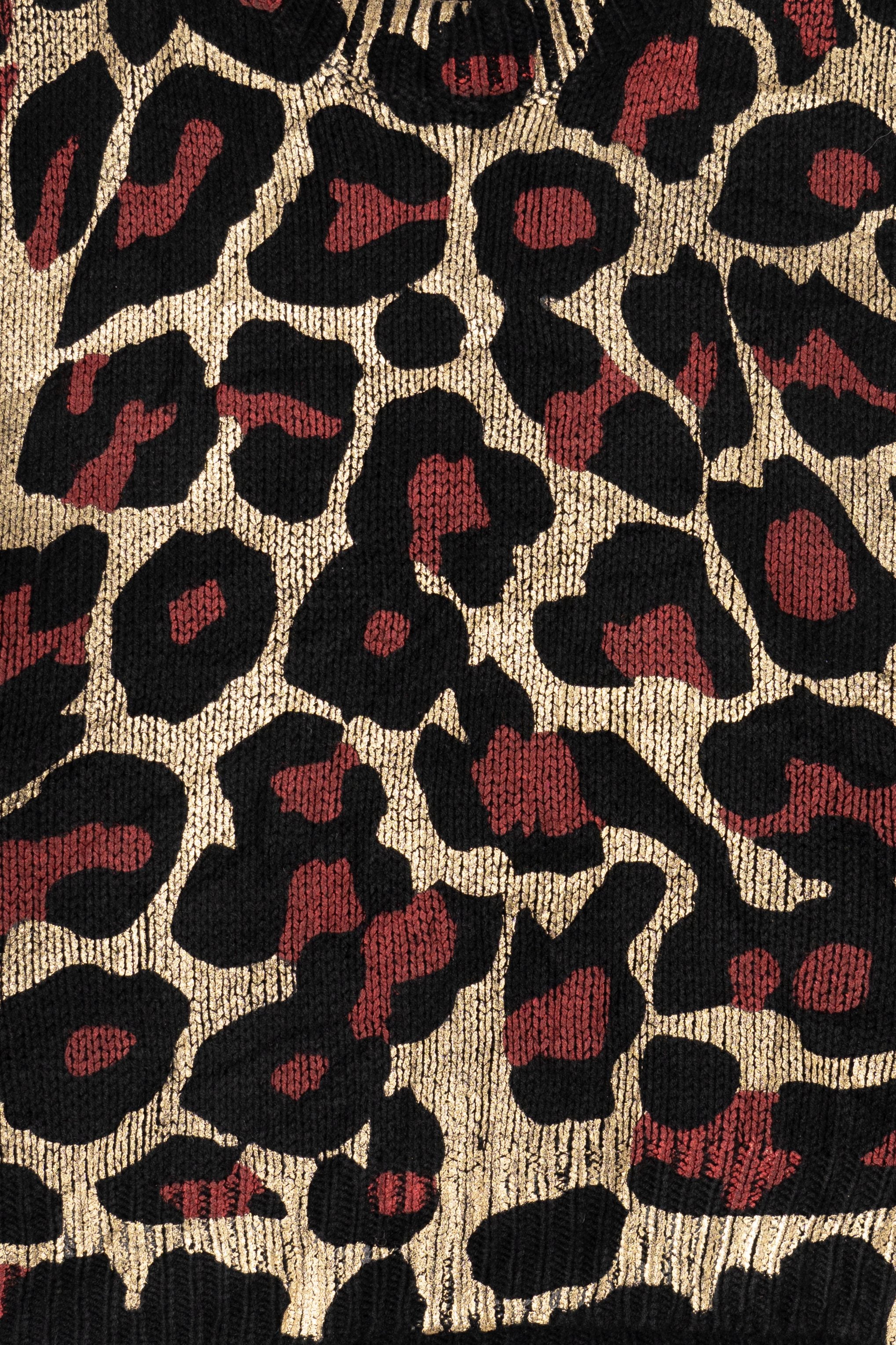 Vintage Gold Leopard Print Andthewhy Sweater (1980s)