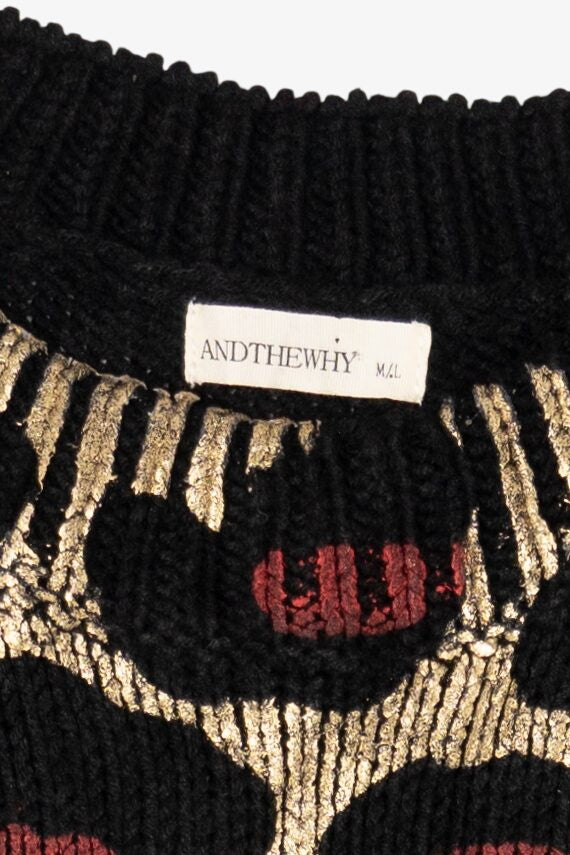 Vintage Gold Leopard Print Andthewhy Sweater (1980s)