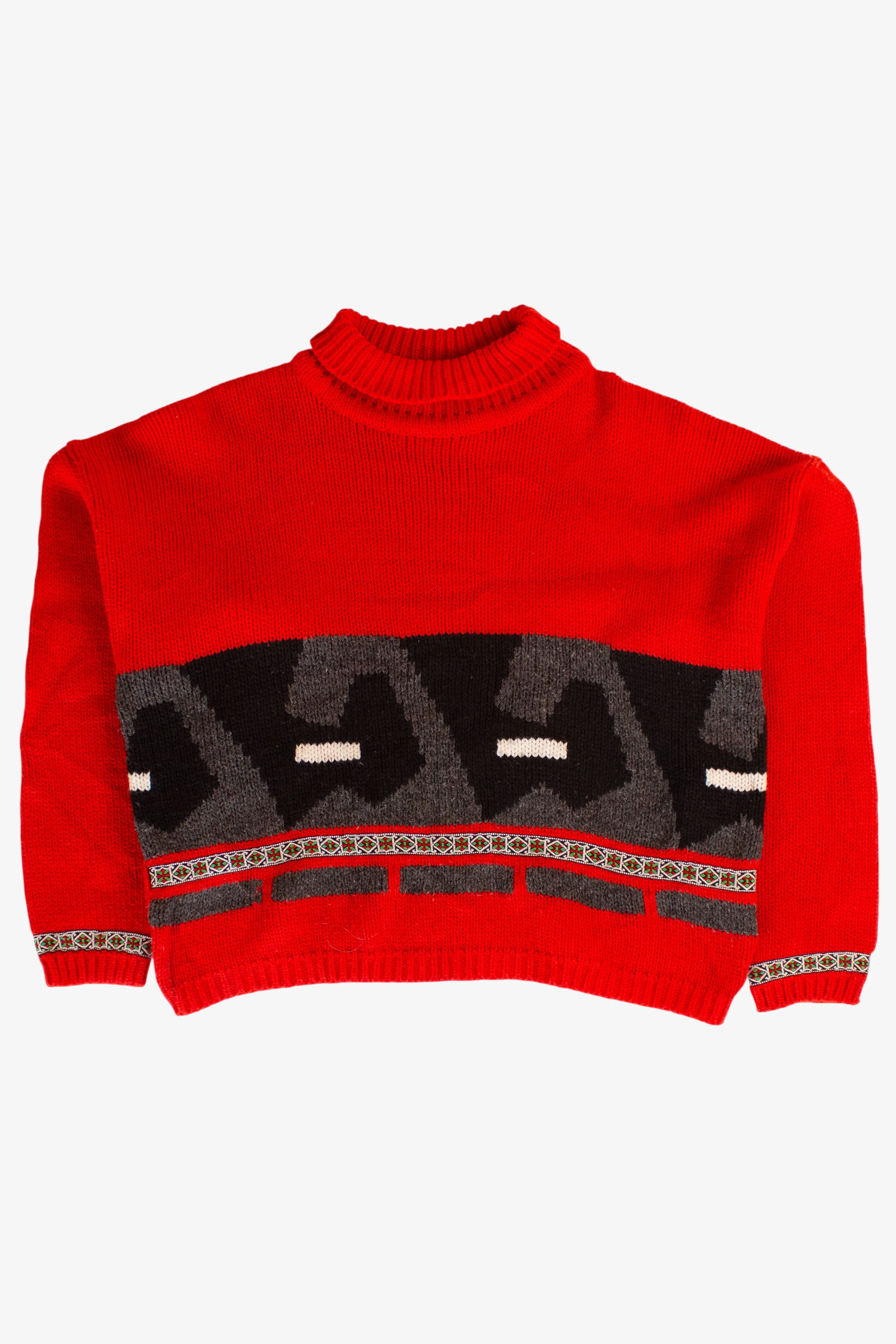 Vintage Red Cropped Turtleneck Sweater (1990s)