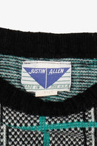 Vintage Justin Allen Checkered Horse Patterned Sweater (1990s)