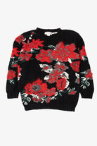 Vintage Hand Knit Floral Paris Sport Club Sweater (1990s)
