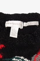 Vintage Hand Knit Floral Paris Sport Club Sweater (1990s)