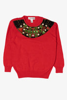 Vintage Red Victoria Harbour Bejeweled Sequin Sweater (1990s)
