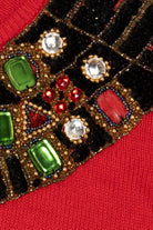 Vintage Red Victoria Harbour Bejeweled Sequin Sweater (1990s)