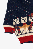Vintage Navy Blue Cats With Scarves Sweater (1990s)