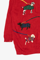 Vintage Red Susan Bristol Dogs On Leashes Sweater (1990s)