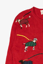 Vintage Red Susan Bristol Dogs On Leashes Sweater (1990s)