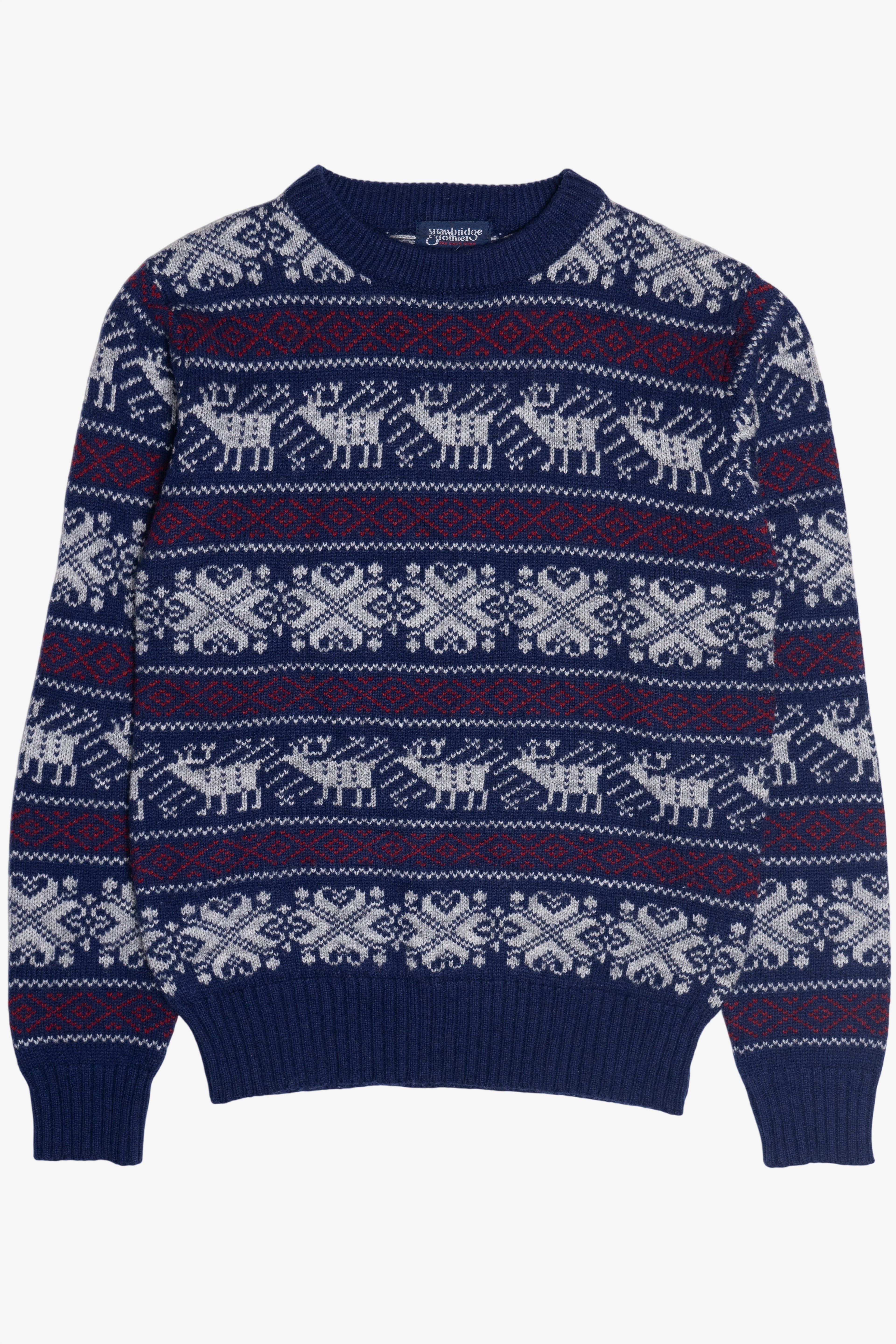 Vintage Navy Blue Strawbridge Clothier Fair Isle Sweater (1990s)
