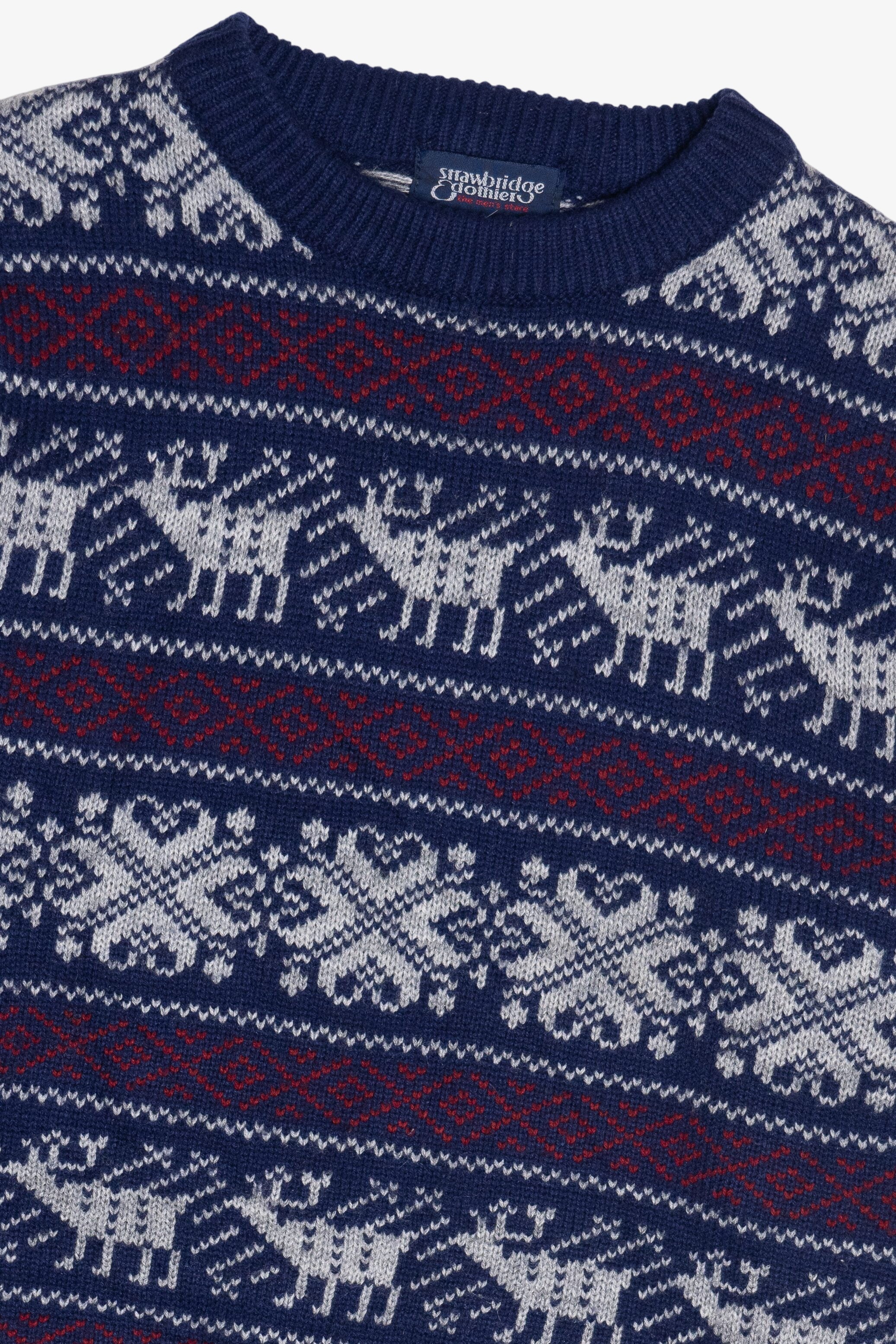 Vintage Navy Blue Strawbridge Clothier Fair Isle Sweater (1990s)