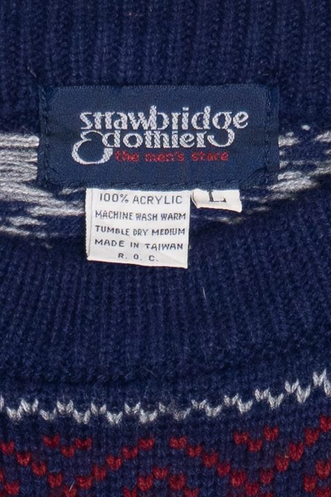 Vintage Navy Blue Strawbridge Clothier Fair Isle Sweater (1990s)