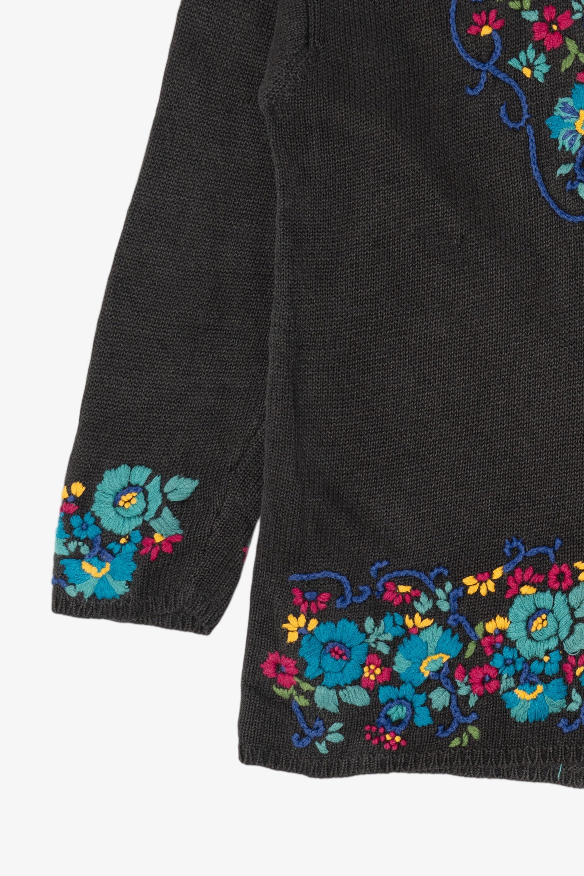 Vintage Rainbow Floral Embroidered Vivre Sweater (1990s)