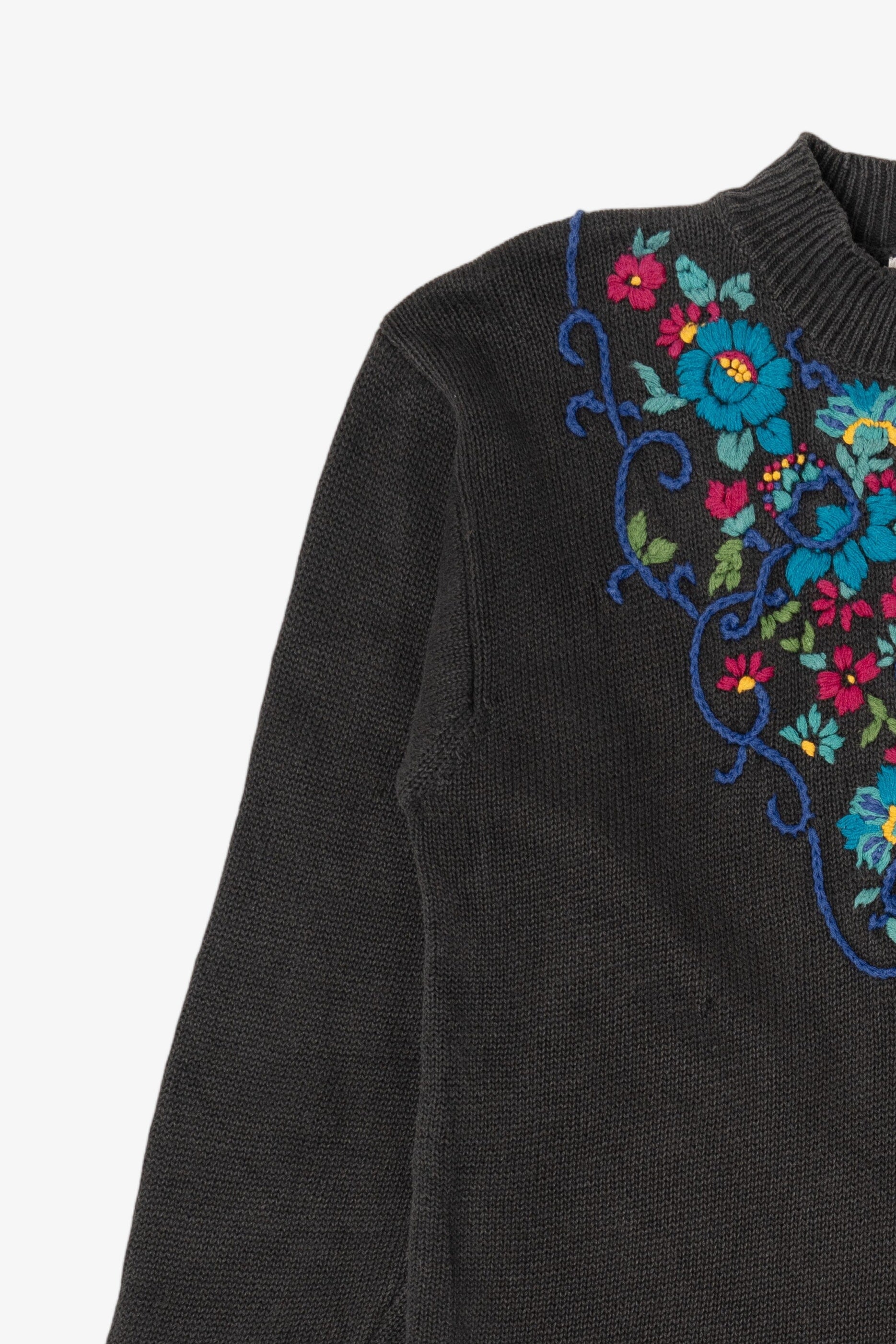 Vintage Rainbow Floral Embroidered Vivre Sweater (1990s)