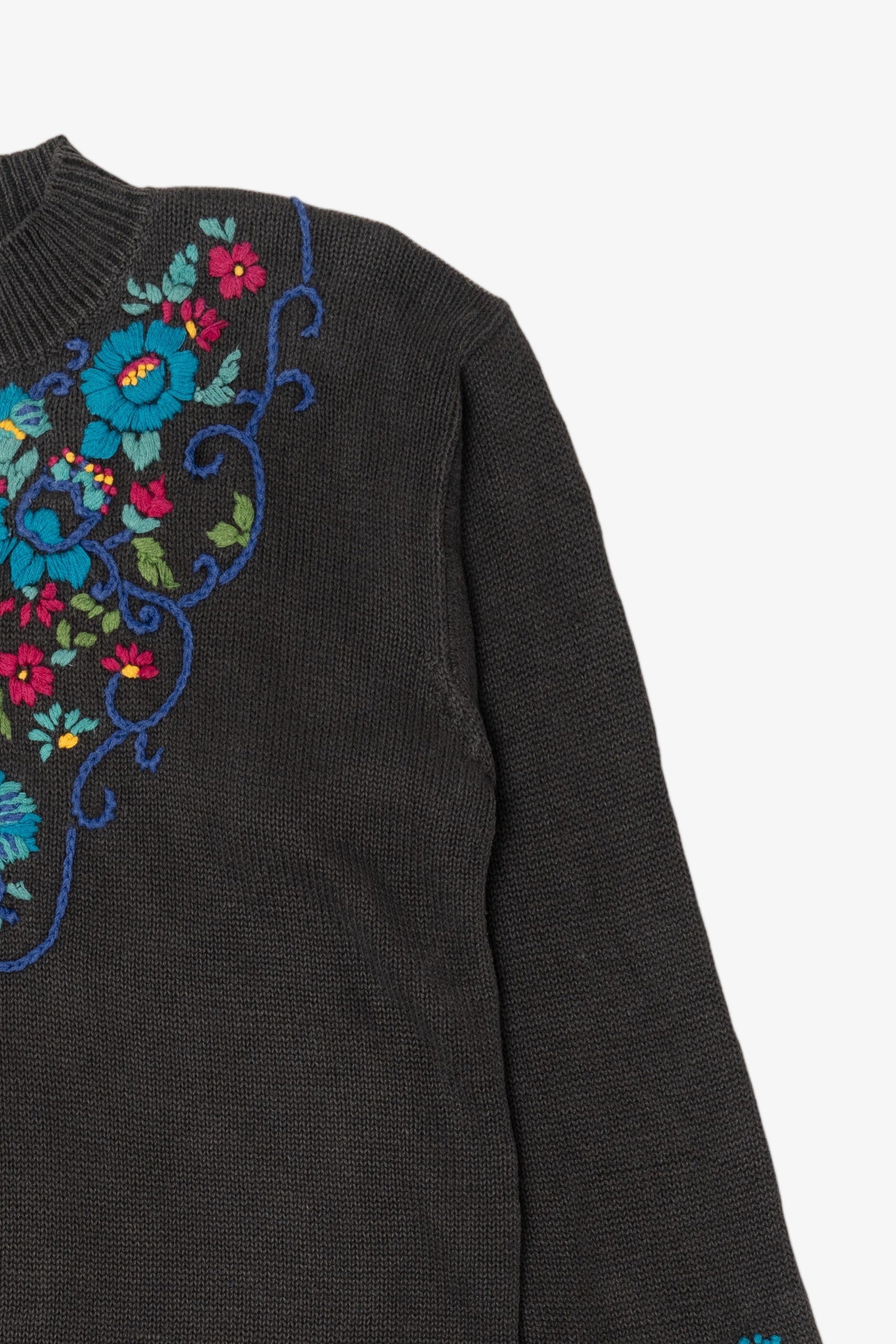 Vintage Rainbow Floral Embroidered Vivre Sweater (1990s)