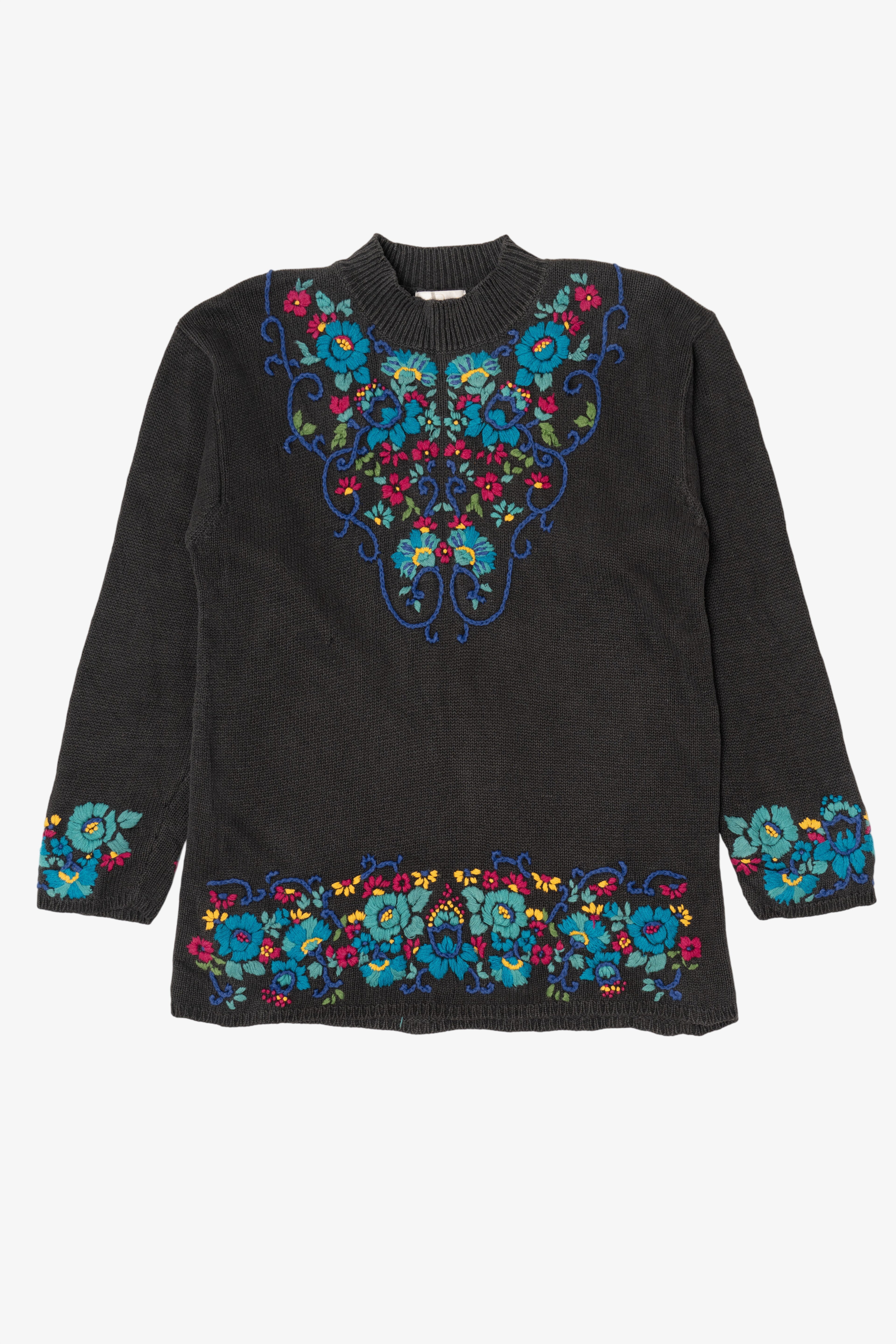 Vintage Rainbow Floral Embroidered Vivre Sweater (1990s)