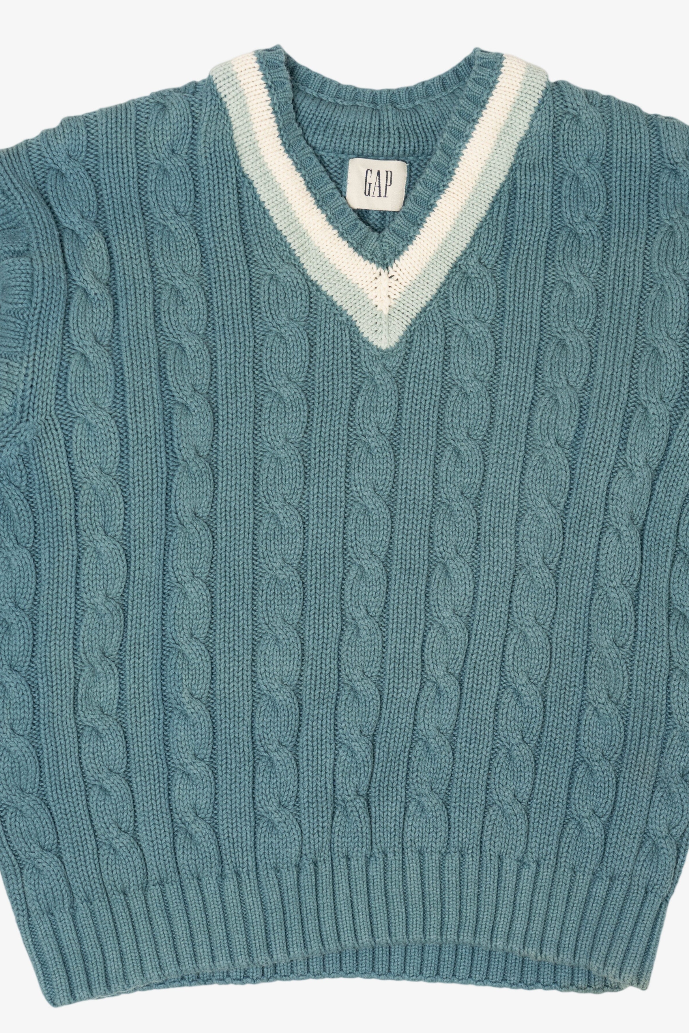 Vintage Teal Gap Cable Knit Sweater (1990s)