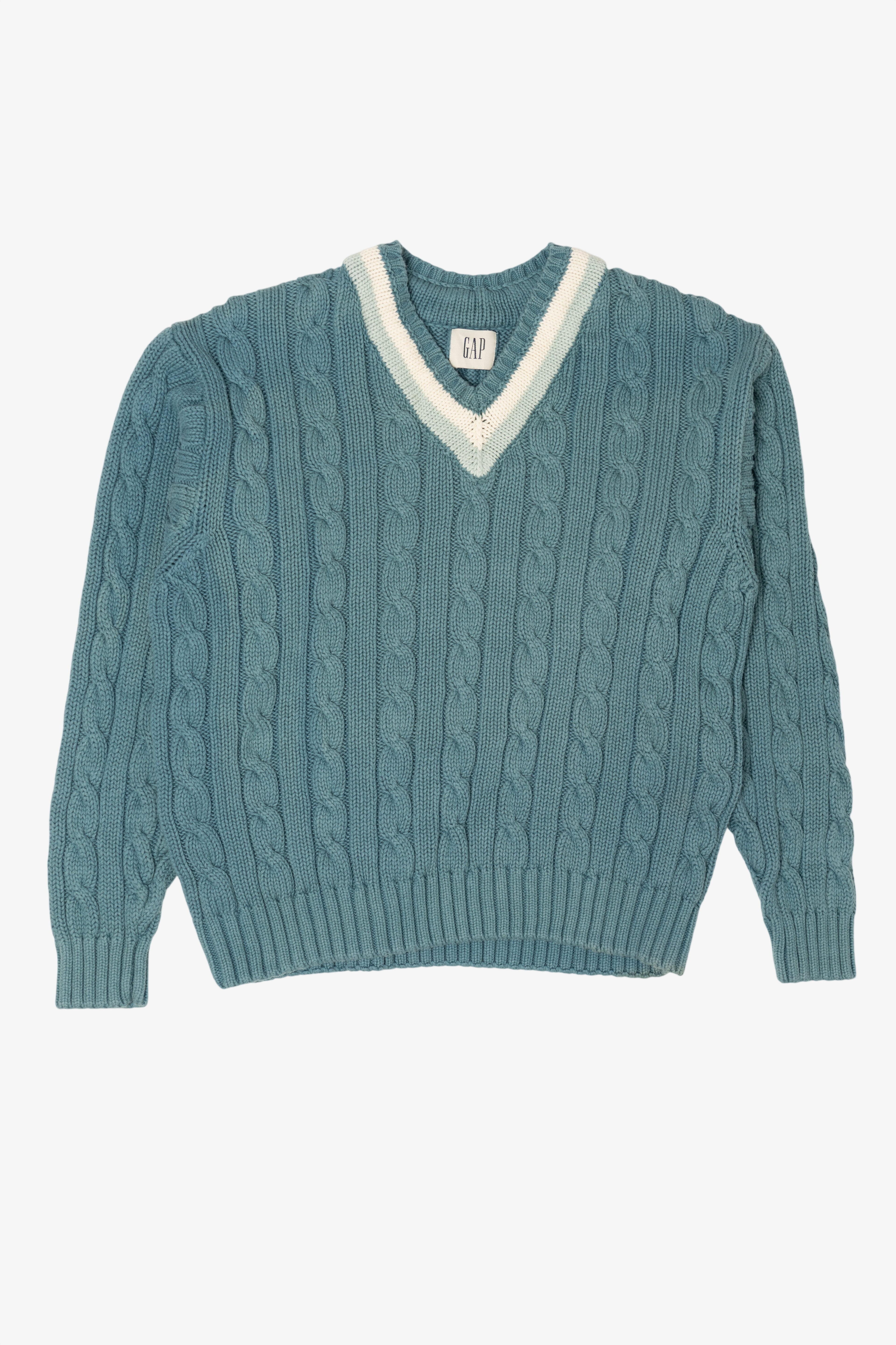 Vintage Teal Gap Cable Knit Sweater (1990s)