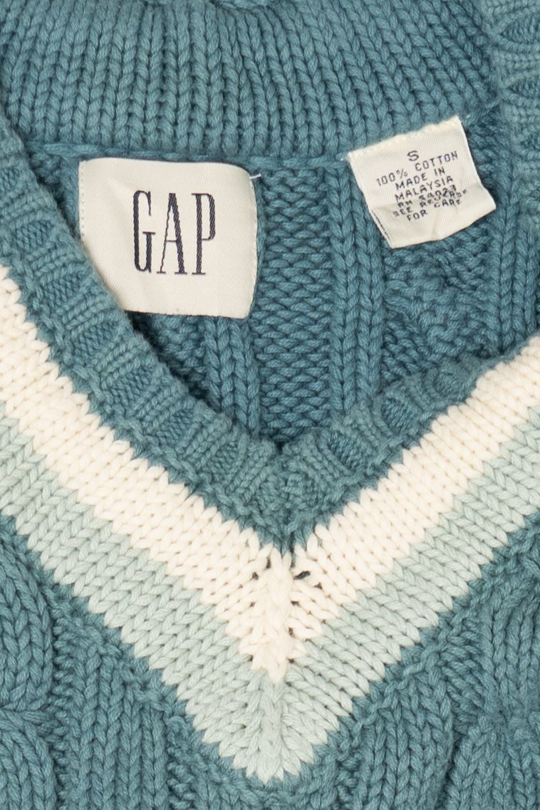 Vintage Teal Gap Cable Knit Sweater (1990s)