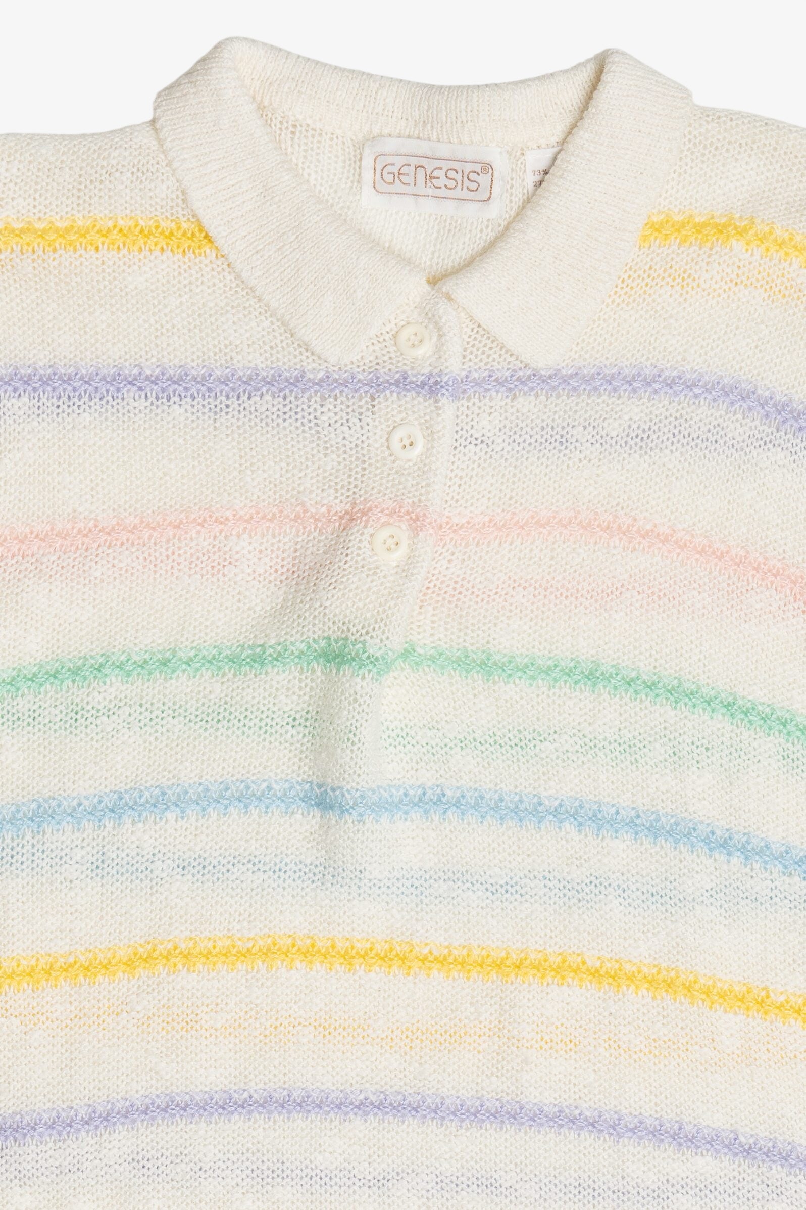 Vintage Pastel Lightweight 3 Button Sweater With Collar (1980s)