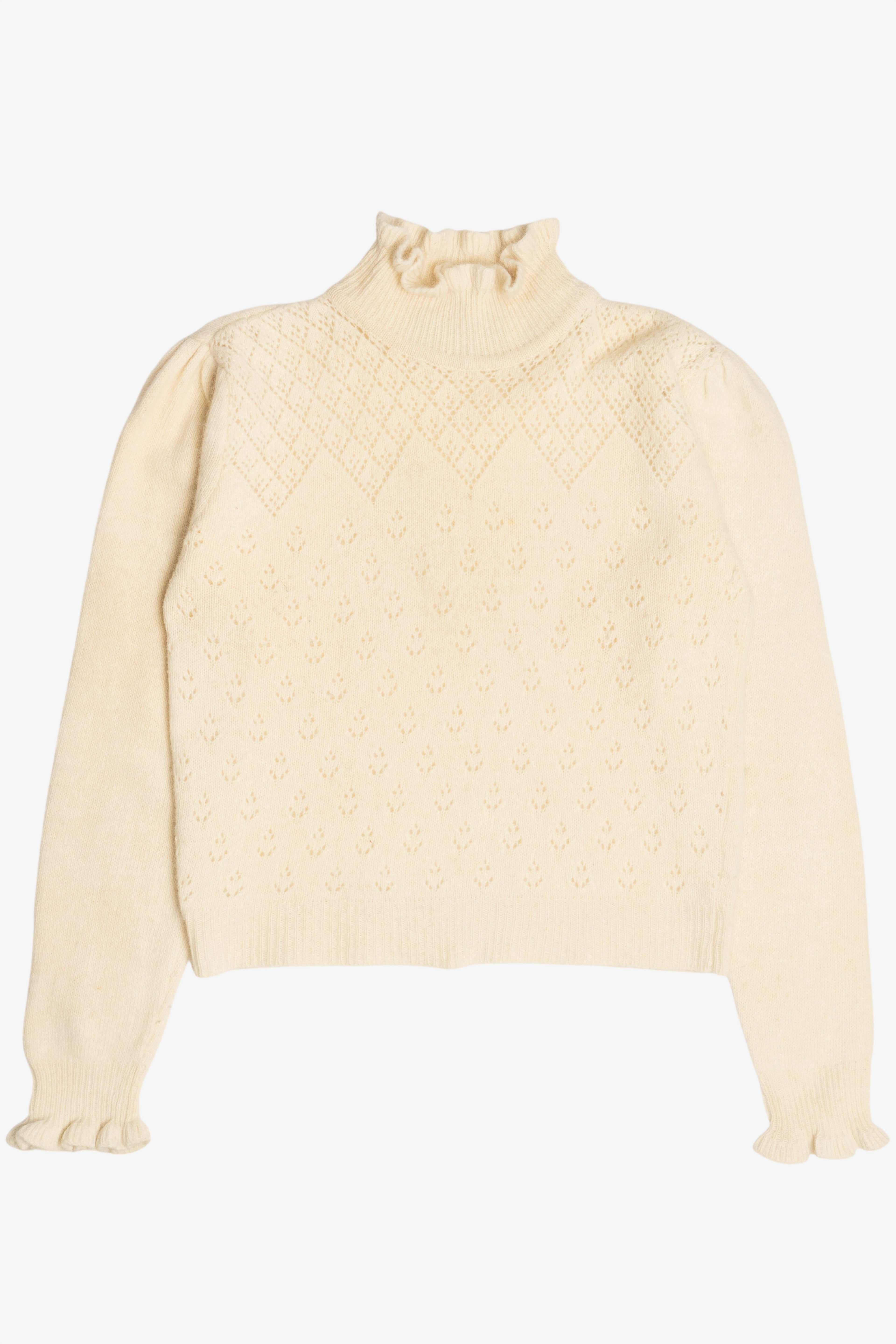 Vintage Ivory Jeanne Pierre Ruffle Collar Sweater (1980s)
