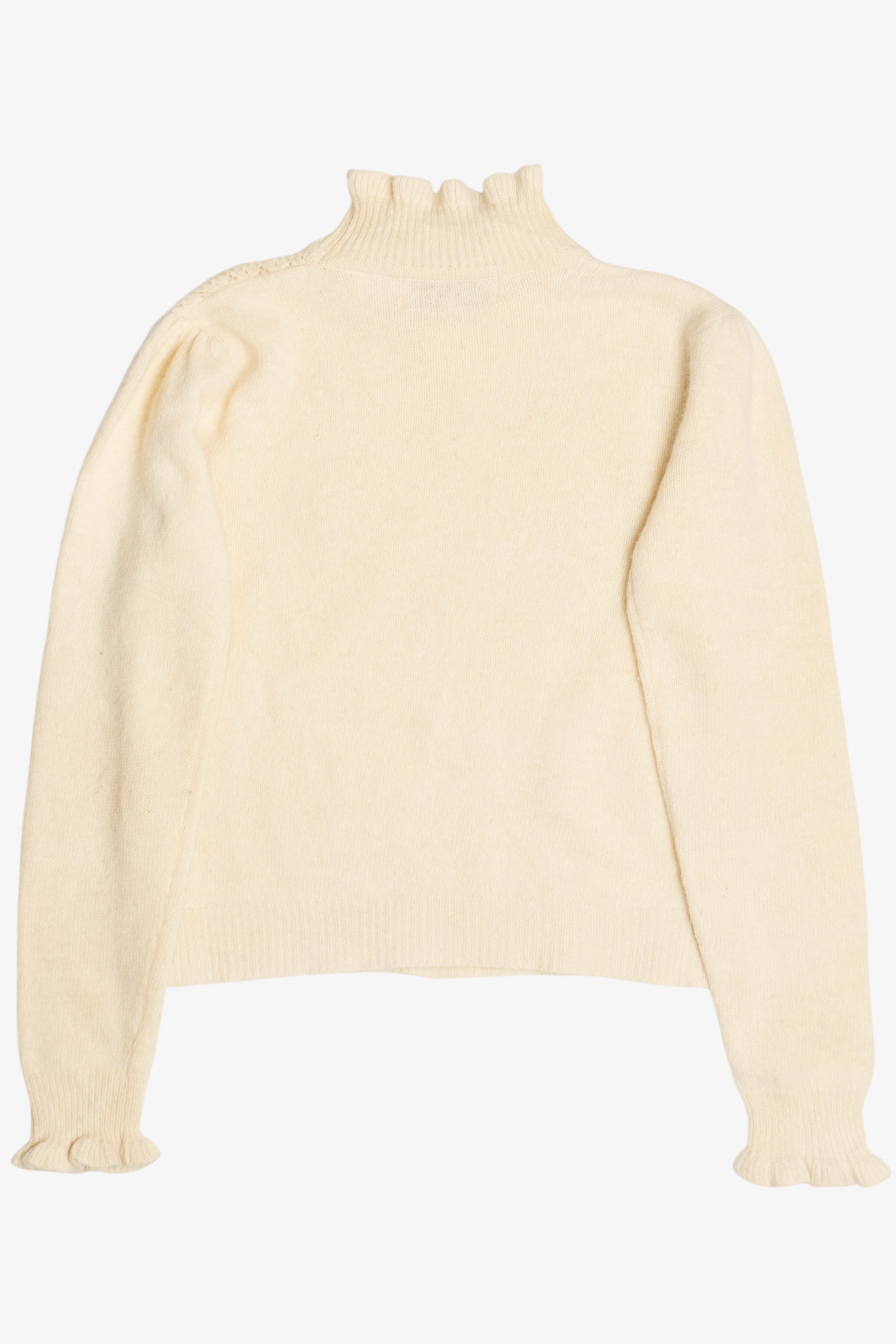 Vintage Ivory Jeanne Pierre Ruffle Collar Sweater (1980s)