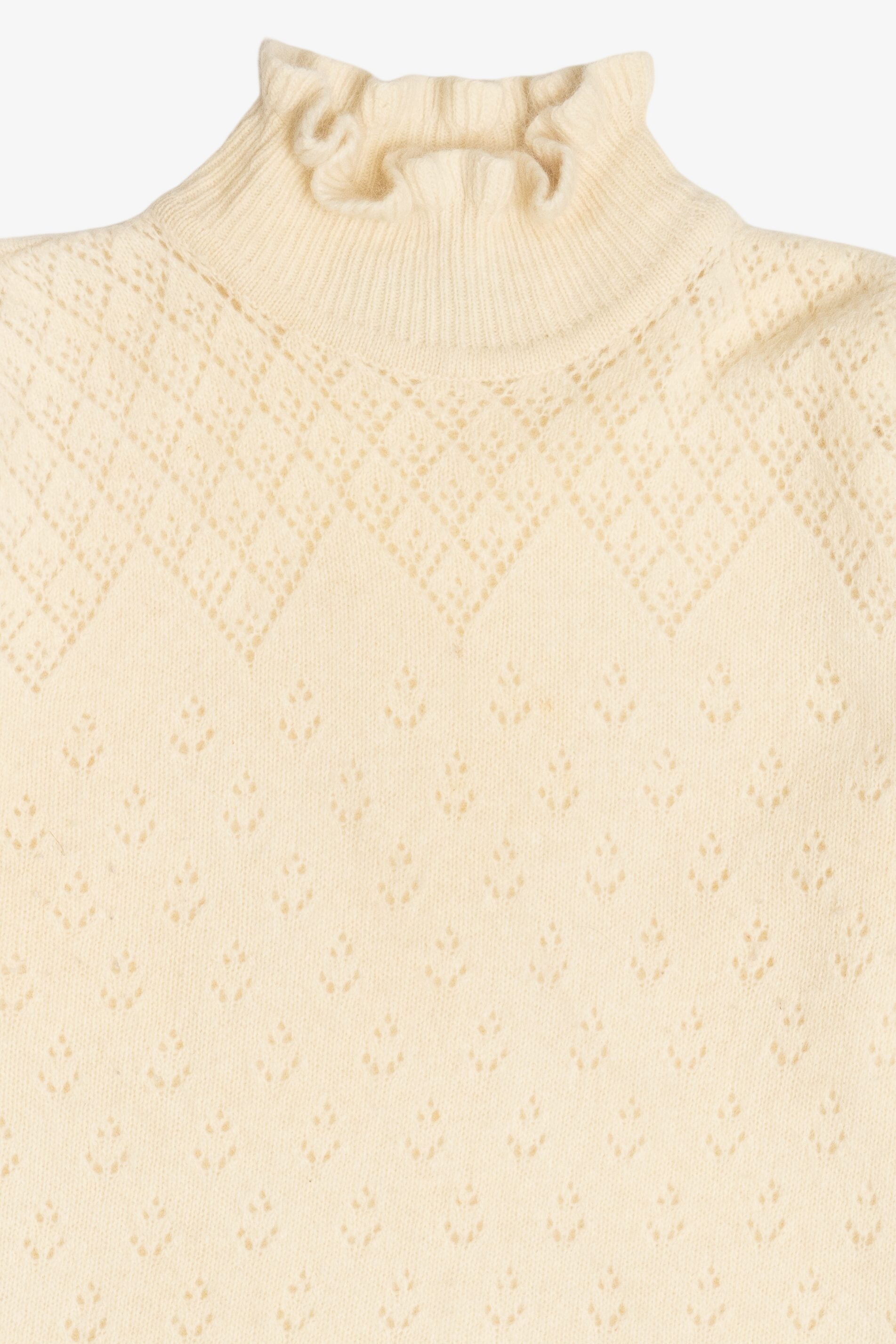 Vintage Ivory Jeanne Pierre Ruffle Collar Sweater (1980s)