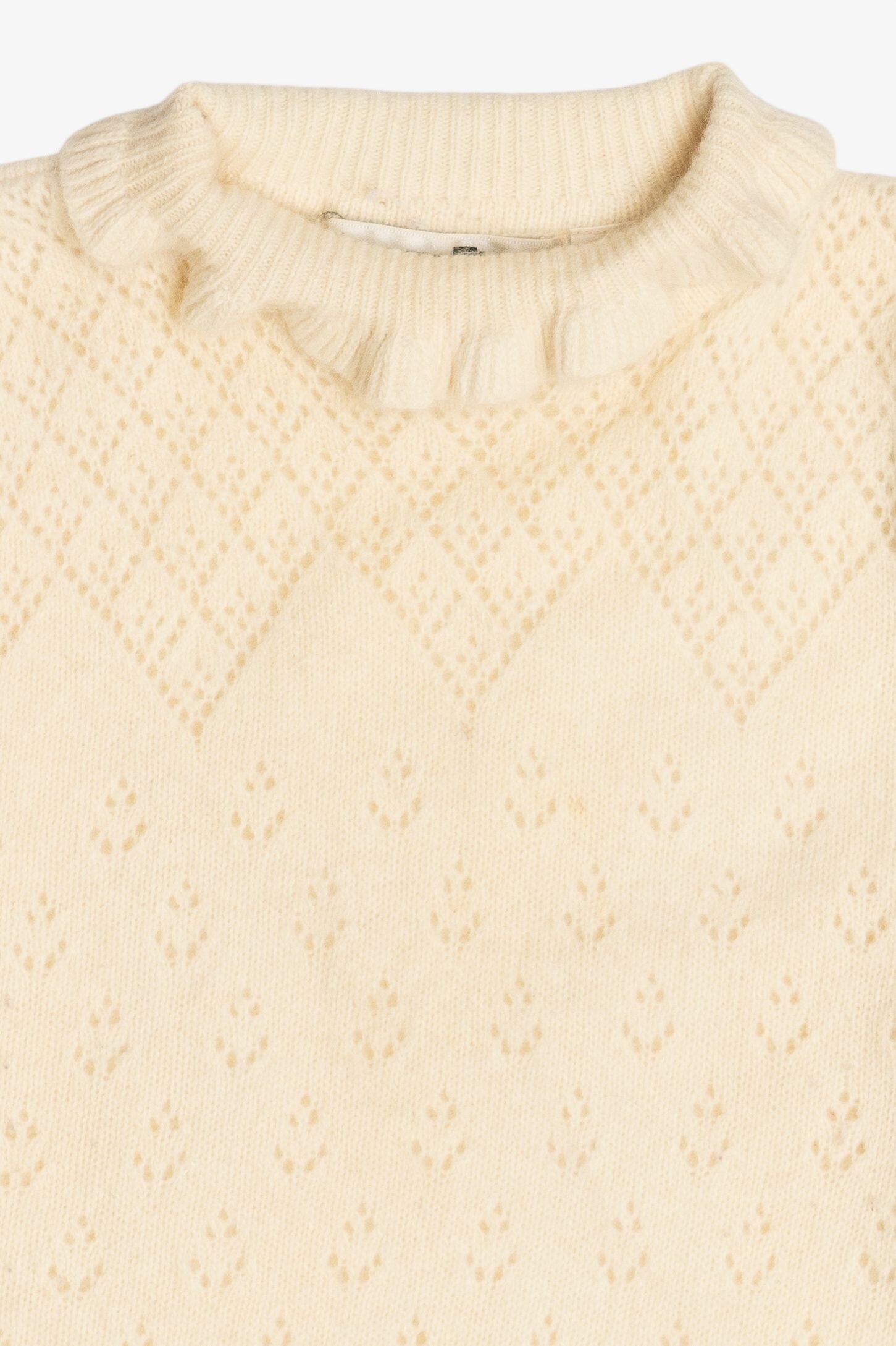 Vintage Ivory Jeanne Pierre Ruffle Collar Sweater (1980s)