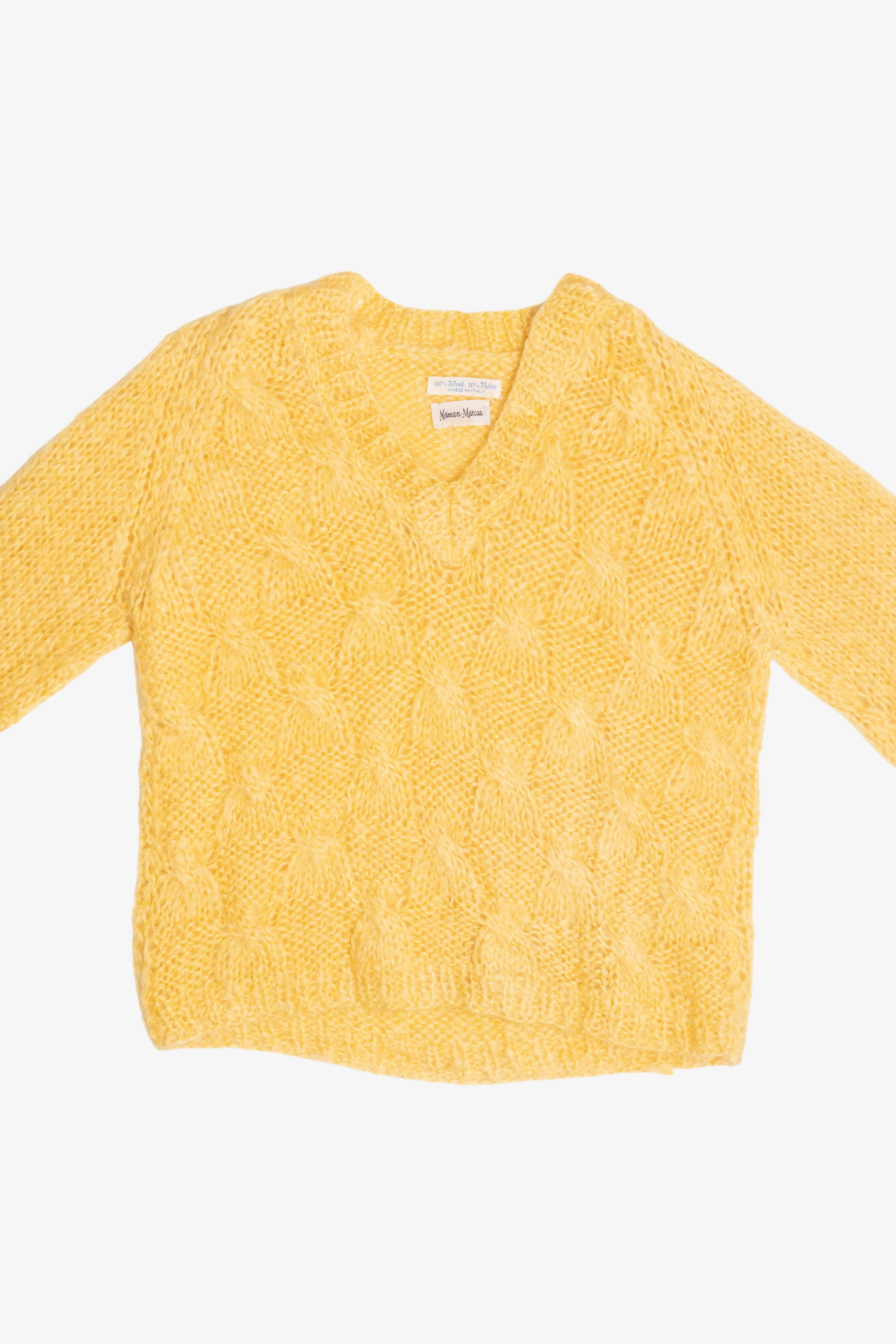 Vintage Neiman Marcus V-Neck Cable Knit Sweater (1990s)