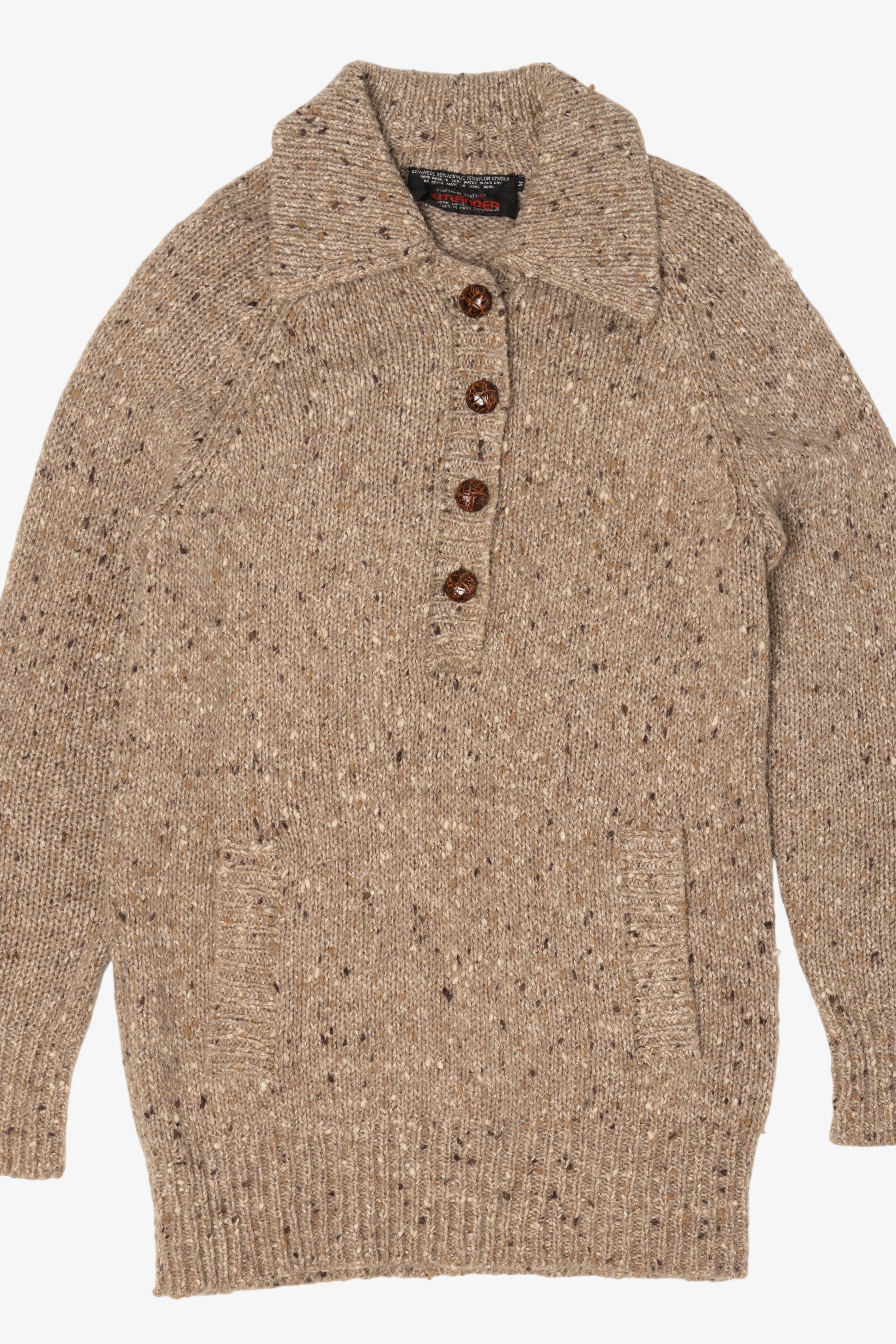 Vintage Beige Renee Tener For Outlander Elbow Pads Sweater (1970s)