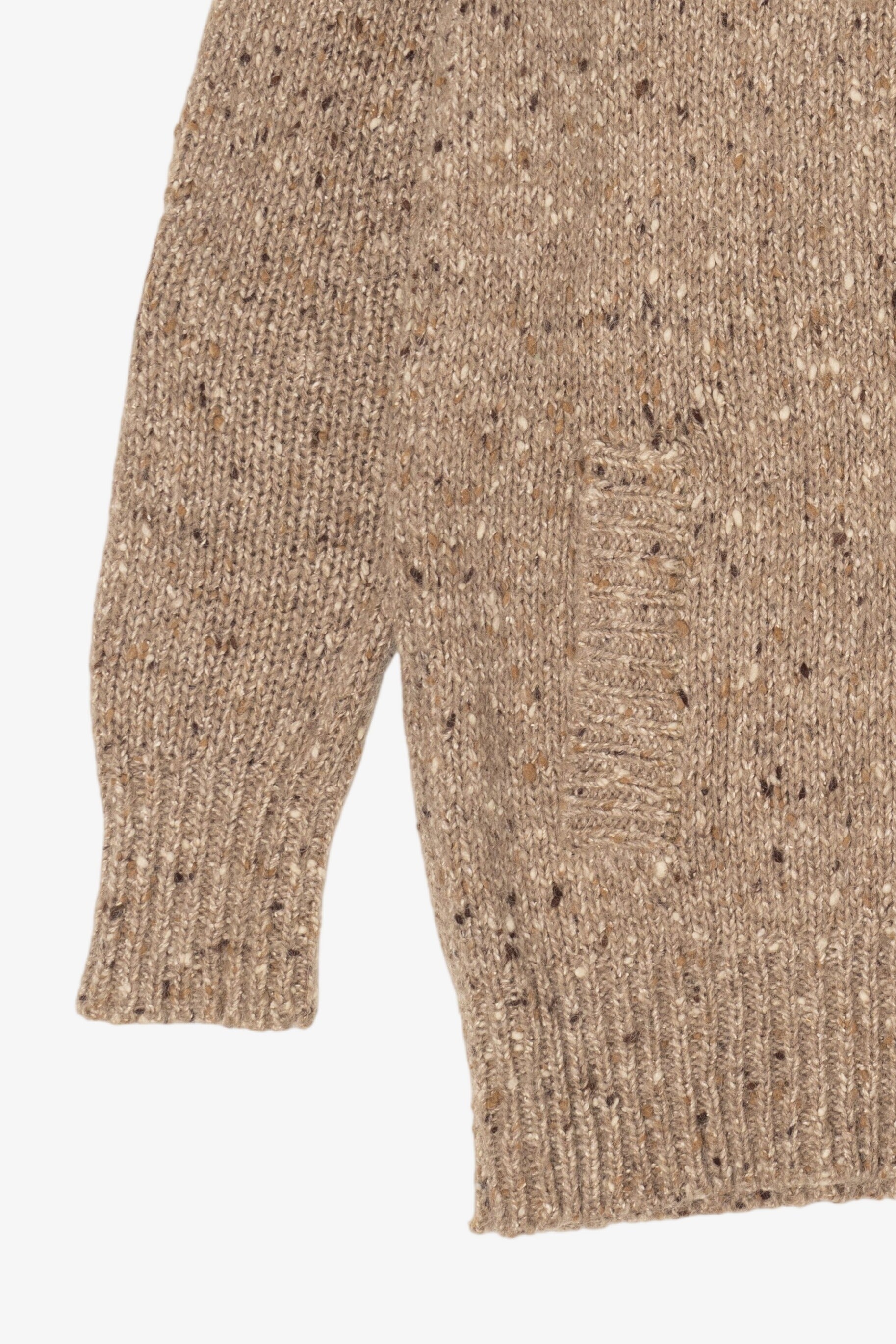 Vintage Beige Renee Tener For Outlander Elbow Pads Sweater (1970s)