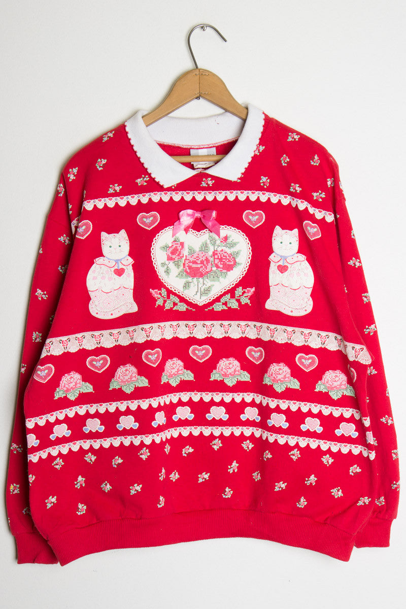 Roses and Cats Vintage Sweatshirt