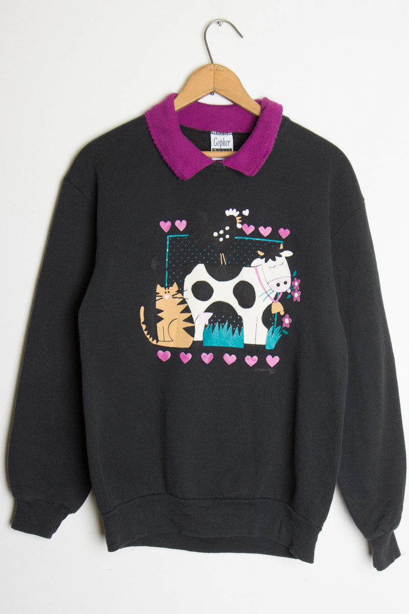 Cow, Cat and Chicken Vintage Sweatshirt