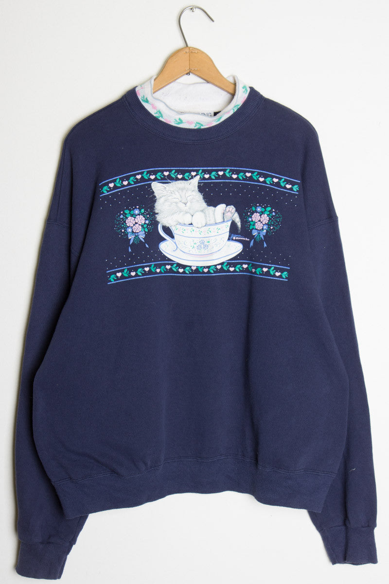 Kitty in a Cup Vintage Sweatshirt