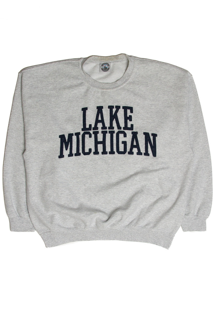 Vintage Lake Michigan Stitch Letter Sweatshirt
