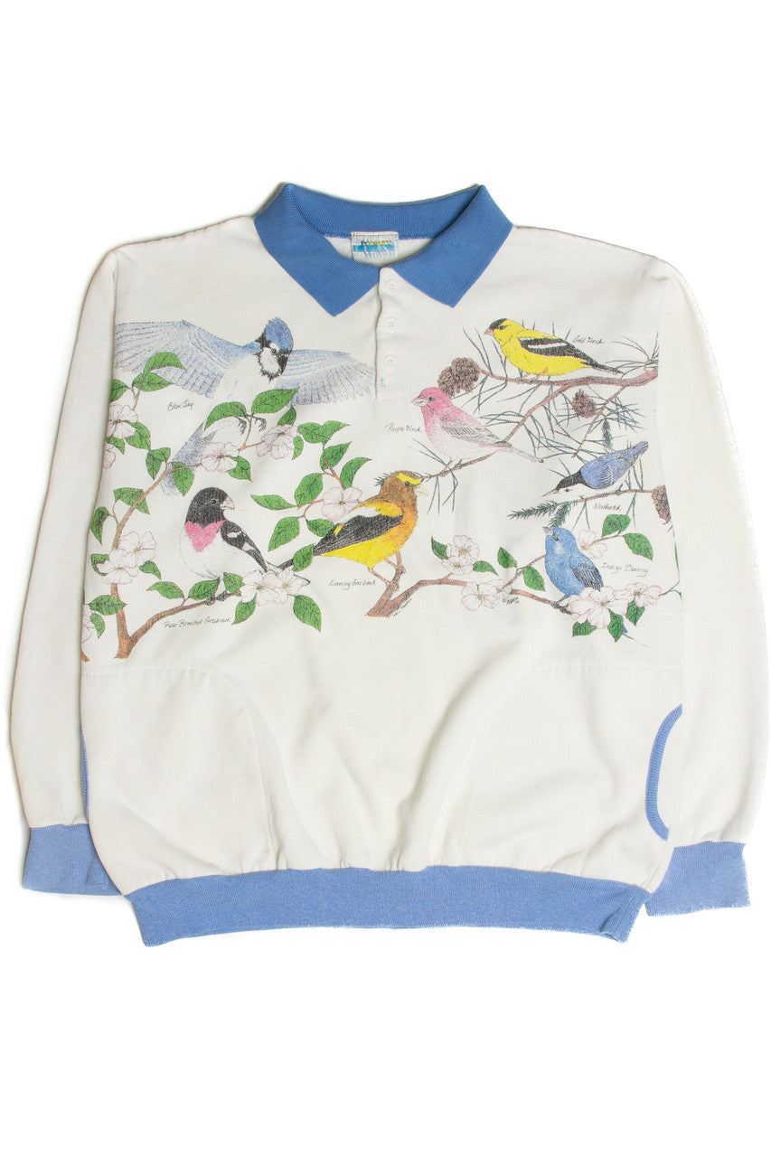 Vintage Bird Print Sweatshirt