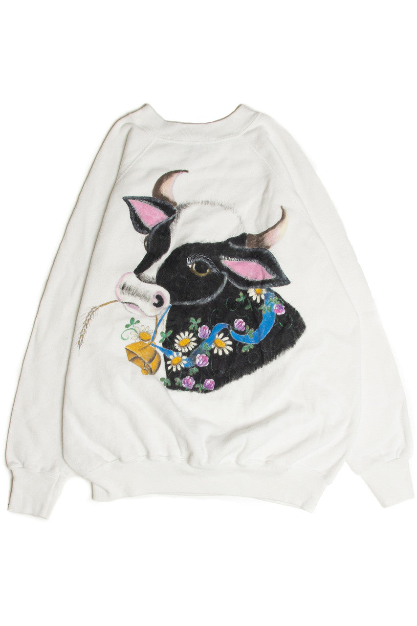Vintage Cow Graphic Sweatshirt