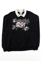 Vintage Kittens & Birds Collared Sweatshirt
