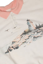 Vintage Scenic Lighthouse Pink Trim Sweatshirt With Pockets