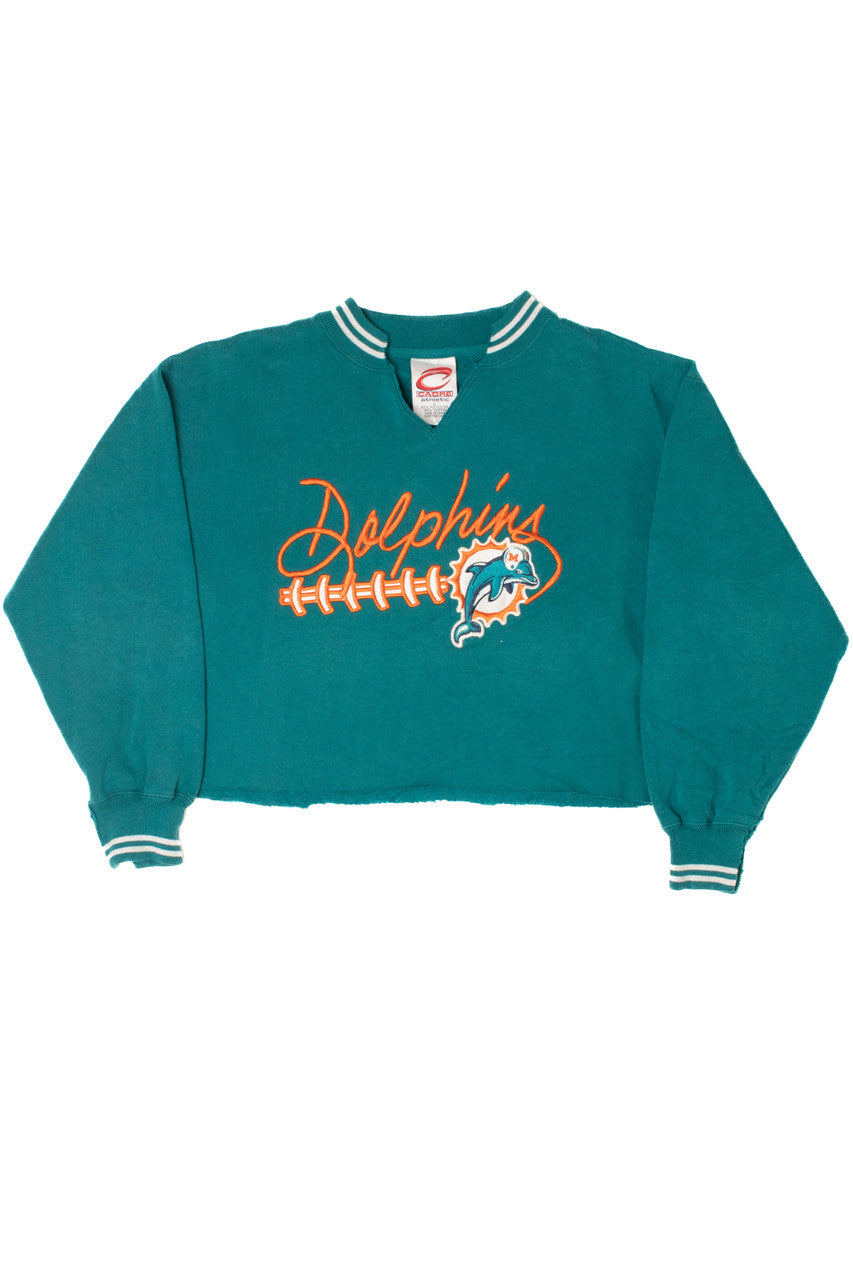 Vintage Miami Dolphins NFL Football Raw Hem Cropped Sweatshirt