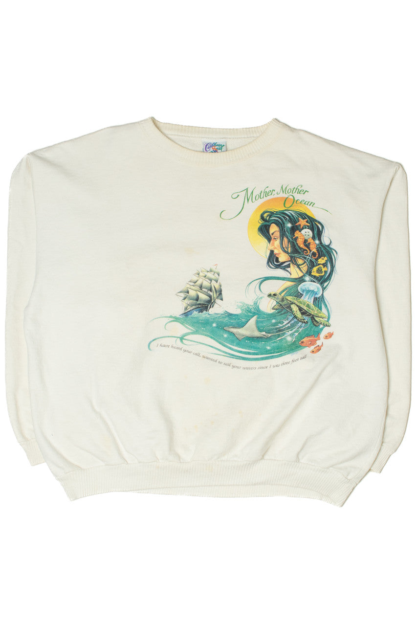 Vintage 1993 Pirate "Mother Ocean" Poem Sweatshirt