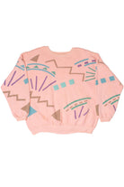 Vintage 1980's Geometric Print Pink Sweatshirt