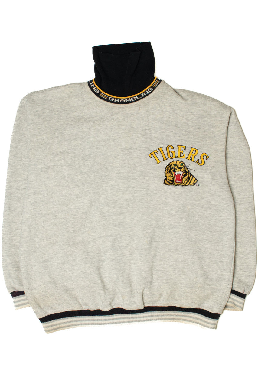 Vintage Grambling Tigers Embroidered Faux Turtleneck Sweatshirt