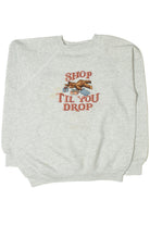 Vintage "Shop Til You Drop" Cute Embroidered Teddy Bear Sweatshirt