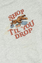 Vintage "Shop Til You Drop" Cute Embroidered Teddy Bear Sweatshirt